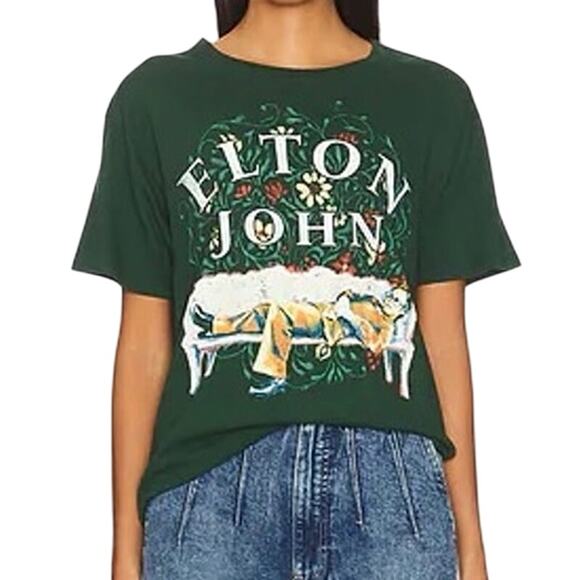 DAYDREAMER Elton John Floral Boyfriend Tee Shirt Size S or M New with Tag - Picture 4 of 12